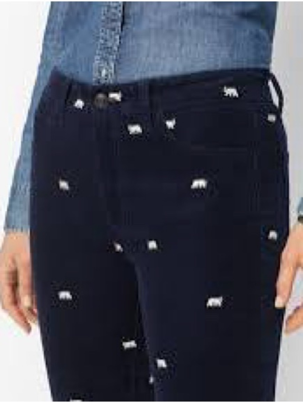 Talbots Navy Straight-Leg Polar Bear with red hat Corduroy Pants